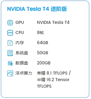 【Tesla T4】8核64G 250G硬盘，仅480元/月